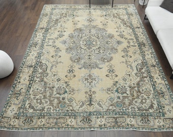 9'5x12'3 ft, ANTIQUE PERSIAN RUG, Large Area Rug, Unique Vintage Oversized Rug, Oriental 10x12 Handmade Wool Rug, Living Room, Orange Brown