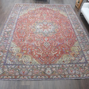 10x13 Vintage Red Rug, Turkish Area Rug, Medallion Carpet, Oriental Rug, Handmade Unique Rug, Boho Decor, One-of-a-kind, Living Room Rug