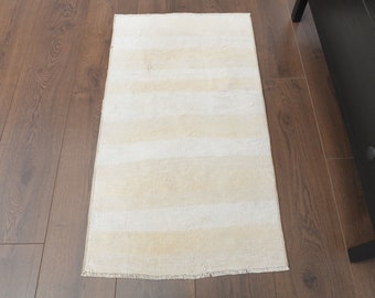 1.6x2.9 Vintage Mat, Oushak Turkish Kilim Carpet, Handmade Wool Rug, Striped Rug, Door Mat, Bath Mat, Farmhouse Decor, One-of-a-Kind, Carpet
