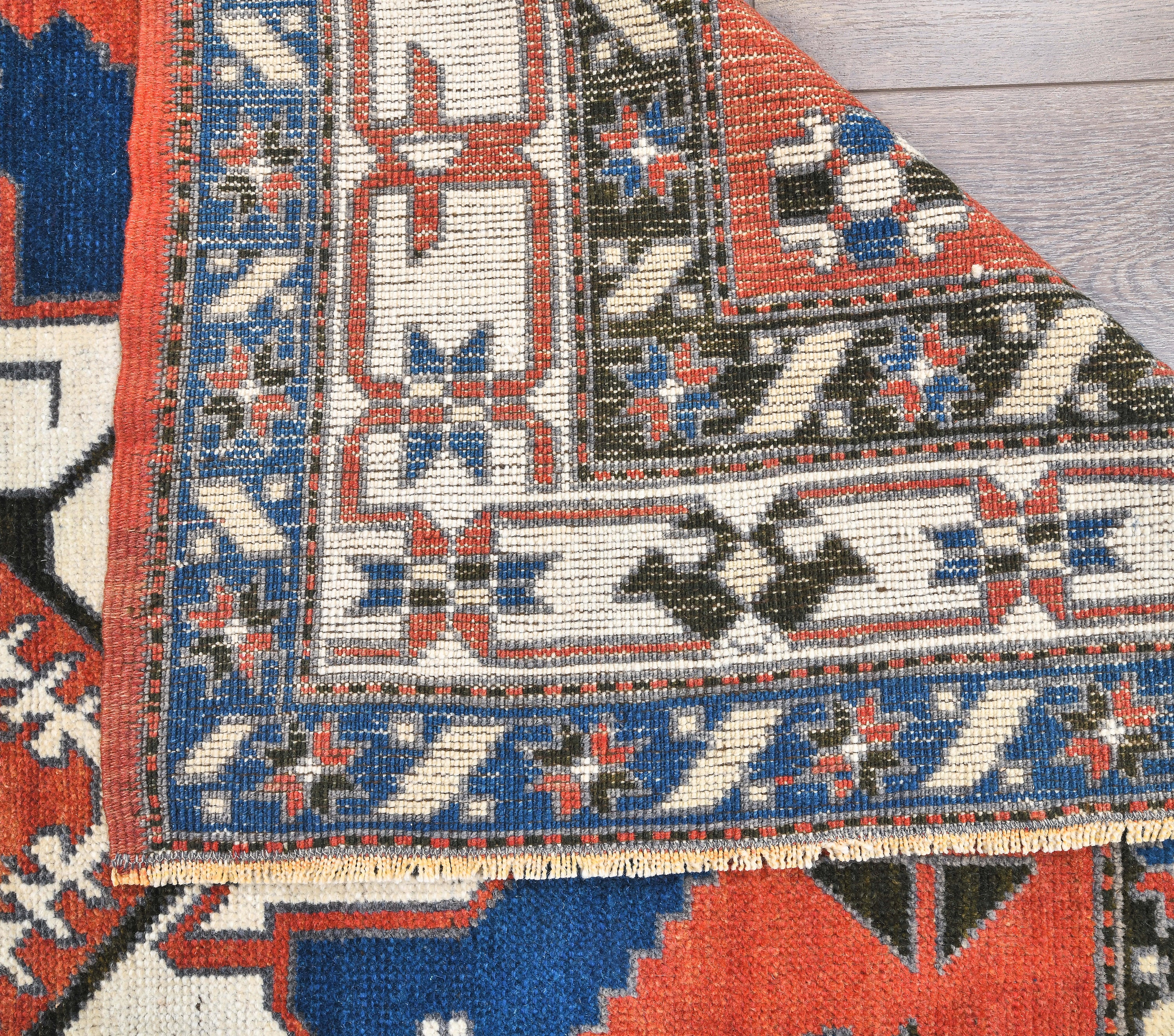 4x7 Vintage Turkish Carpet Oushak Handmade Wool Rug, Red Orienal