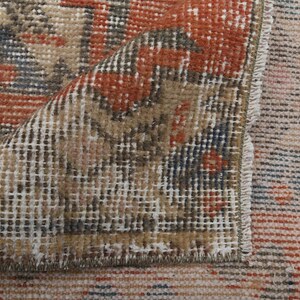 1&#39;5x2&#39;8 ft, ORANGE MINI RUG, Turkish Vintage Oushak Small Rug, Minimalist Small Rug, Handmade Wool Faded Ethnic Doormat Mini Rugs, Star Rug