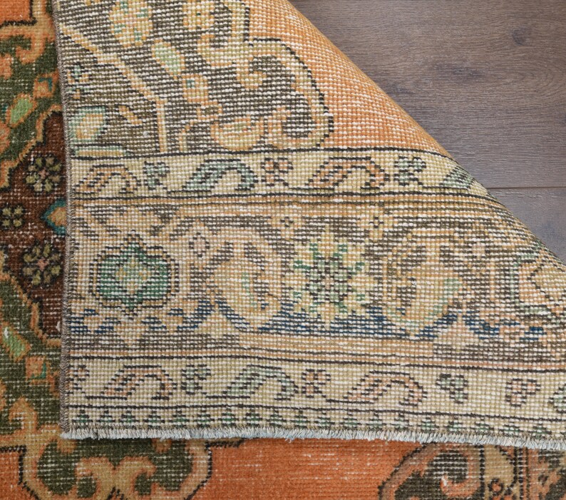 Oriental Orange Hallway Rugs 3x12 Turkish Vintage Runner Farmhouse Decor Oushak Handmade Wool Runner Rug One-of-a-Kind Anatolian