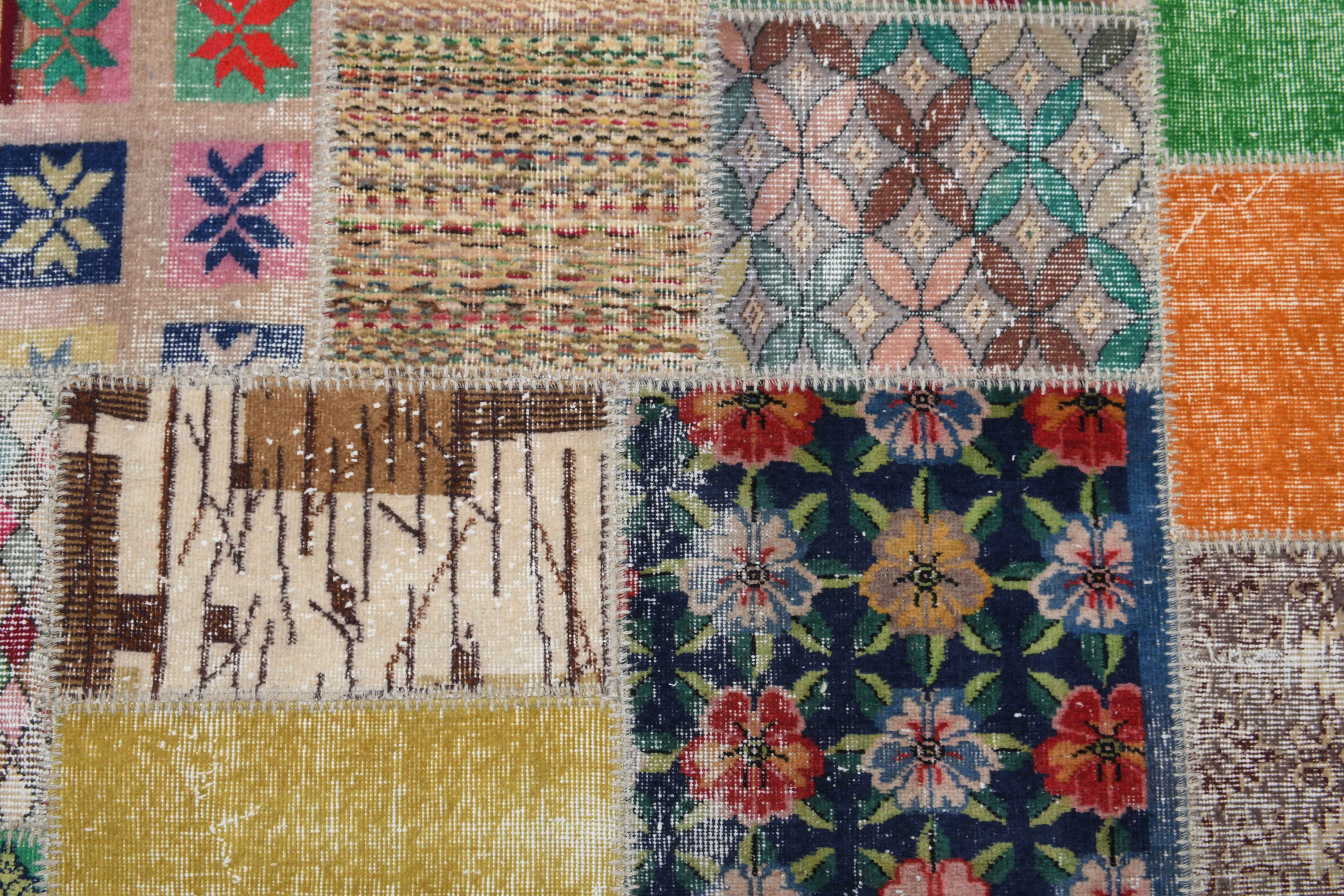 6x10 PATCHWORK Turkish Vintage Carpet, Oushak Handmade Wool