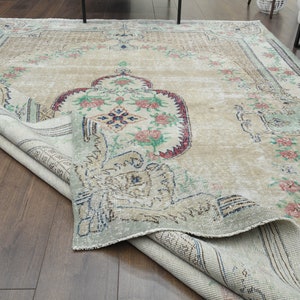 7x10 VINTAGE Rug, Area Rug, Turkish Oushak Rug, Handmade Wool Rug, Area Rugs, Boho Decor, Farmhouse Decor, One-of-a-Kind, Bronze Green Rug