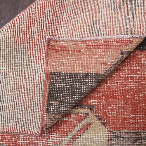 3x6 Turkish Vintage Rug, Oushak Rug, Handmade Wool Carpet, Red Small Room Rugs, Farmhouse Decor, One-of-a-Kind, Red shops Traditional Oriental