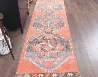 3x10 Turkish Vintage Runner, Oushak Handmade Wool Rug, Hallway Rugs, Farmhouse Decor, One-of-a-Kind, Made in Anatolia, Boho Decor, Carpet
