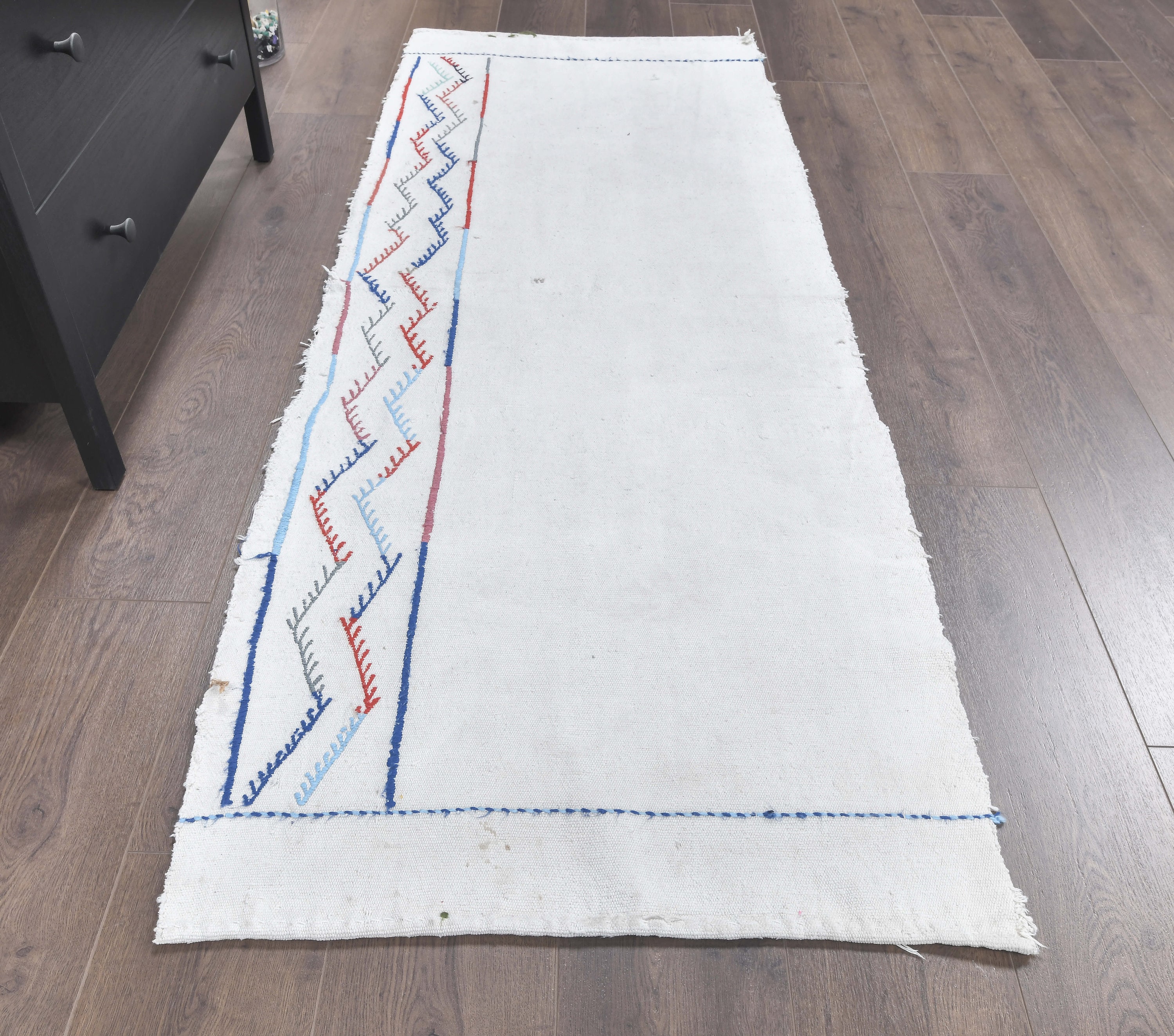 3x7 Turkish Vintage Kilim, Oushak Handmade Wool Flatweave