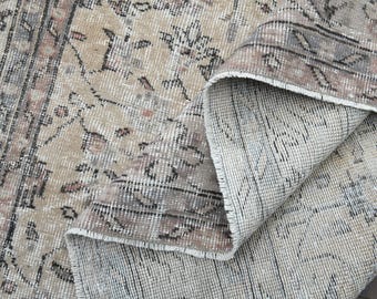 7x10 Turkish Vintage Rug, Oushak Rug, Floral Rug, Area Rug, Handmade Wool Rug, Farmhouse Decor, One-of-a-Kind, Beige, Bohemian, Boho Chic