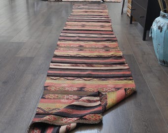 2x14.8 ft, STRIPED TURKISH LONG Kilim Runner, Flatweave, Hallway Decor, Stair Decor, Farmhouse Decor, Eclectic Rug, Vintage Rug, Oushak Rug