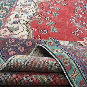 10x13 Oversized Vintage Area Rug, Turkish Rug, Red Oushak Rug, Large Rug, Medallion Oriental Rug, Handmade Wool Rug, Bohemian Rug, Handwoven