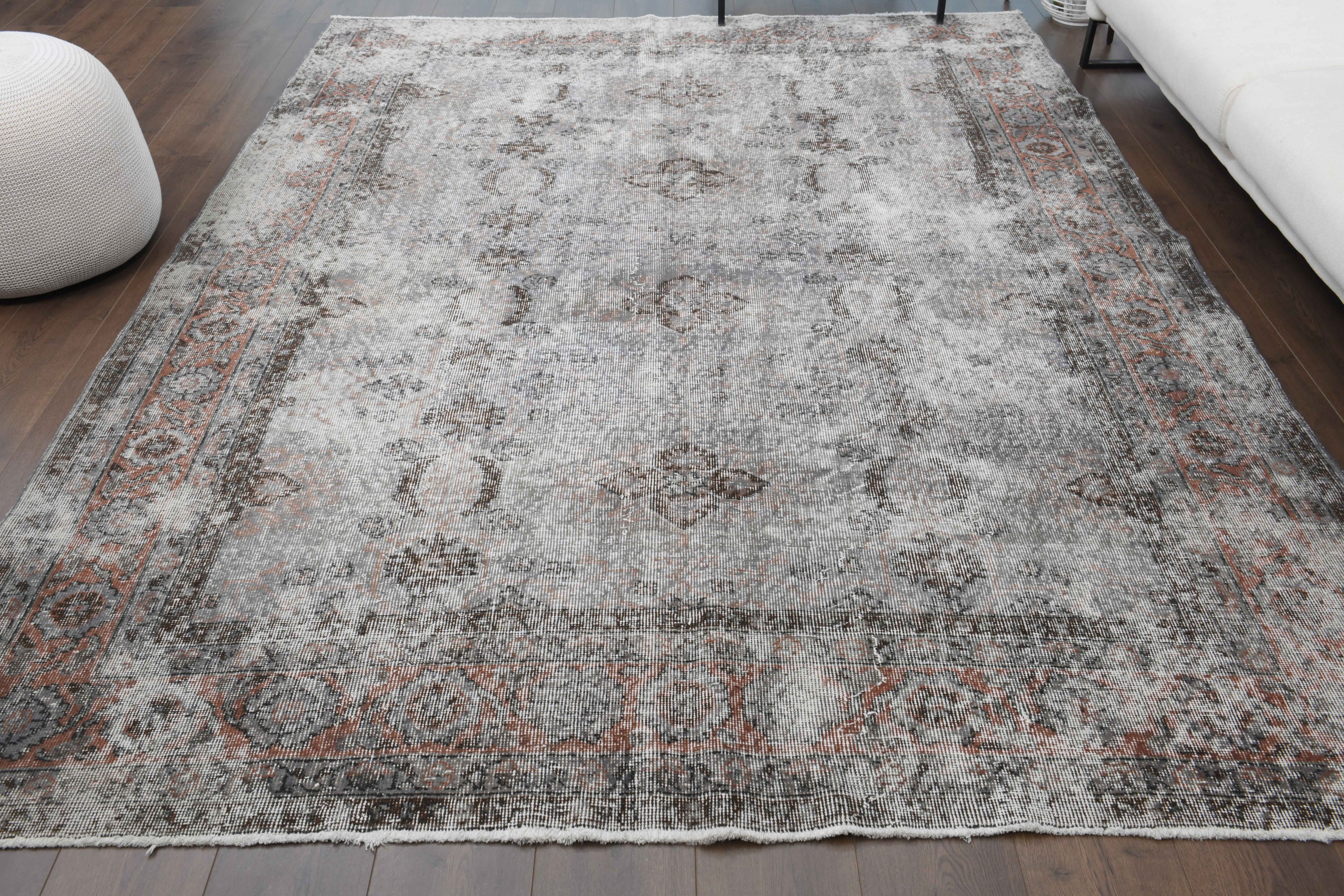 今ならほぼ即納！ 7x9 Wool Handmade Oushak Carpet, Vintage ORIENTAL ANTIQUE ラグ・カーペット