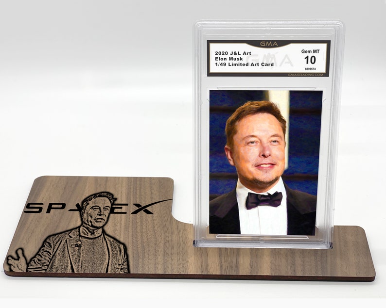 Elon Musk Card 1 of Only 49 Made Custom Wood Display GEM 10 | Etsy