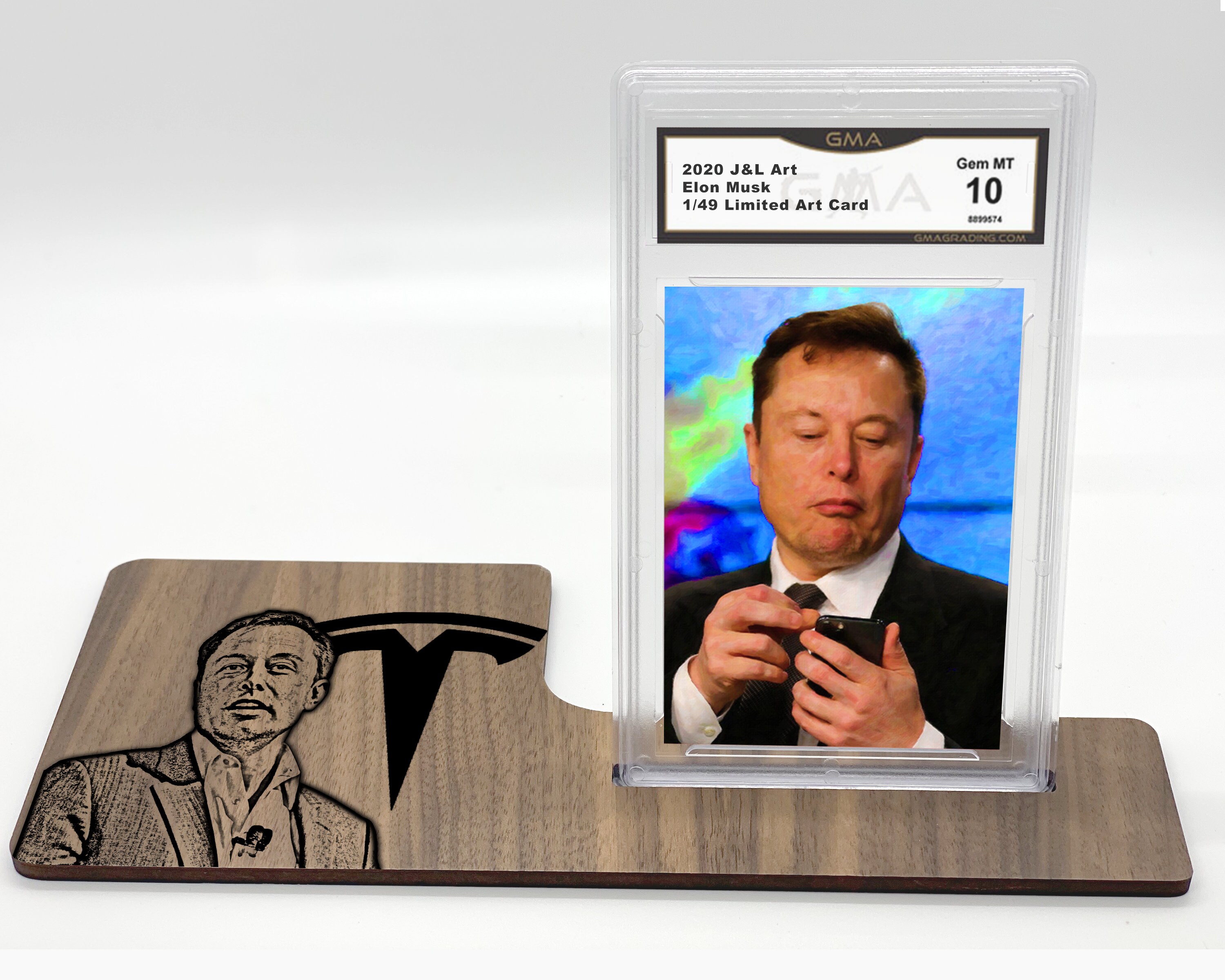 Elon Musk Card 1 of only 49 Made Custom Wood Display GEM 10 | Etsy