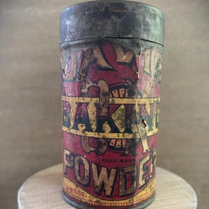 Antique R.B. Davis Baking Powder Tin | Antique 1920&#39;s Spice Tin | Primitive Kitchen Decor
