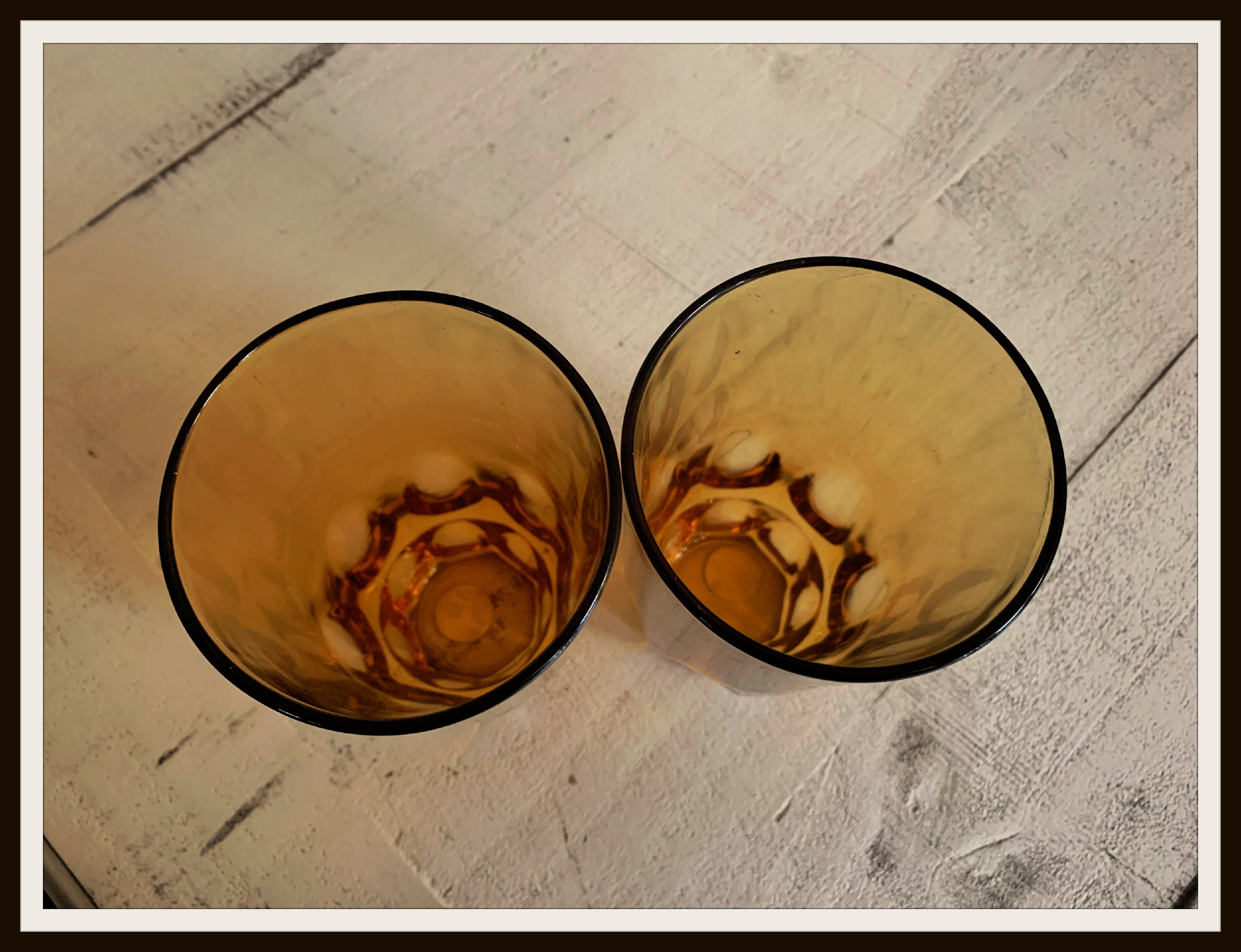 Vintage Gold Amber Drinking Glasses Etsy