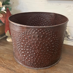 Primitive Colonial Punched Tin Indoor Planter Plant Holder