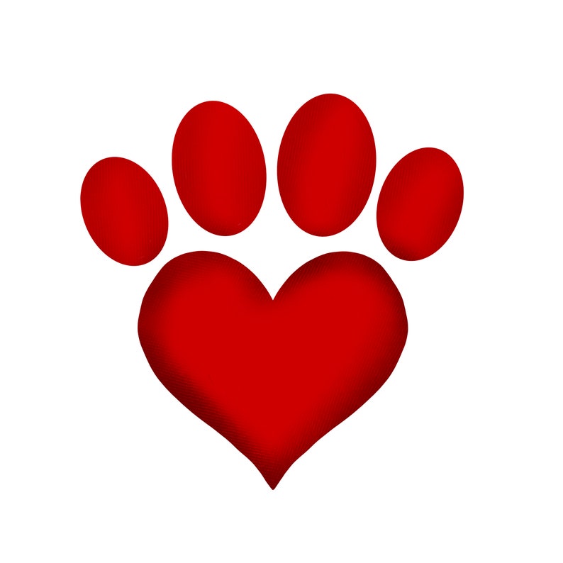 Dog Paw Print PNG Heart Dog Paw Digital 300 dpi Commercial image 1