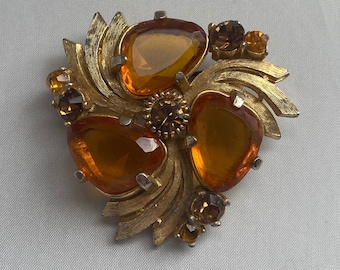 Broche Vintage Signée SPHINX - Strass, Métal Doré, Excellent état, Occasion