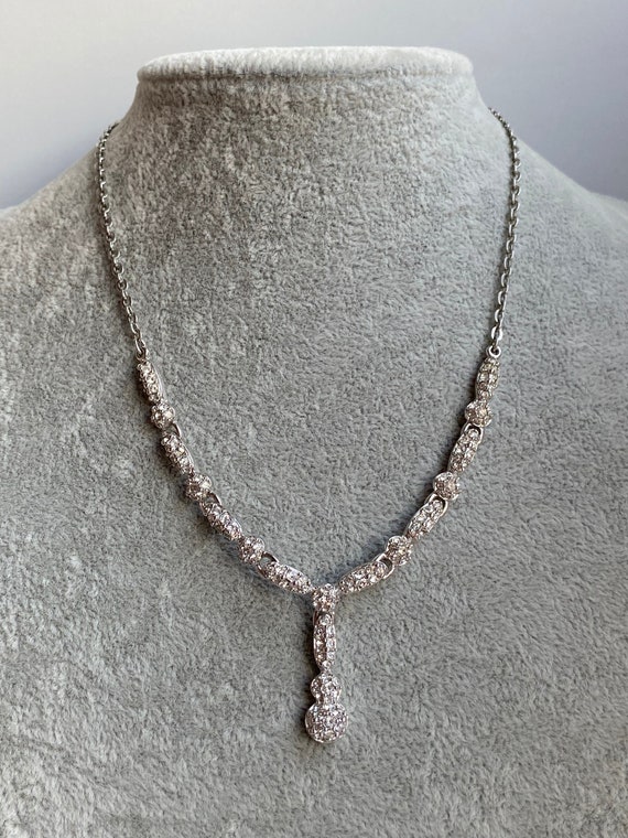 Swarovski Signed Y Shape emma Rhodium Plated Metal Crystal Necklace Etsy