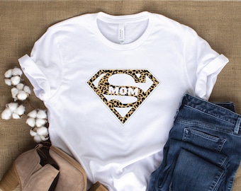 Super Mom Leopard Print SVG, Mother's Day Super Dad Design SVG, Mother's Day Shirt Design Clipart Cut File, Mother's Day Design Svg