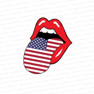 Luscious Lips With Flag Tongue, Red Lips svg, Rock Band T-shirt svg, Onesie svg, Decorative svg, Hoodie svg, Cut File Cricut, Silhouette