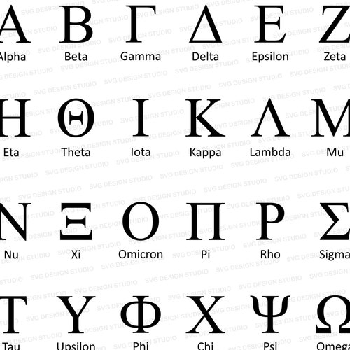Greek Alphabet Cursive - Etsy