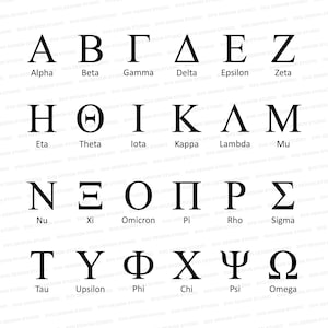 Alphabet grec SVG majuscule et minuscule | Lettres de Fraternité de Sororité | Lettres grecques Svg | Silhouette | Fichiers Cricut Cut