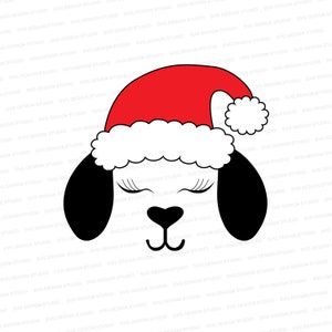 Puppy With Santa Hat SVG | Christmas Puppy SVG |  Christmas Dog Cut File Cricut | Silhouette