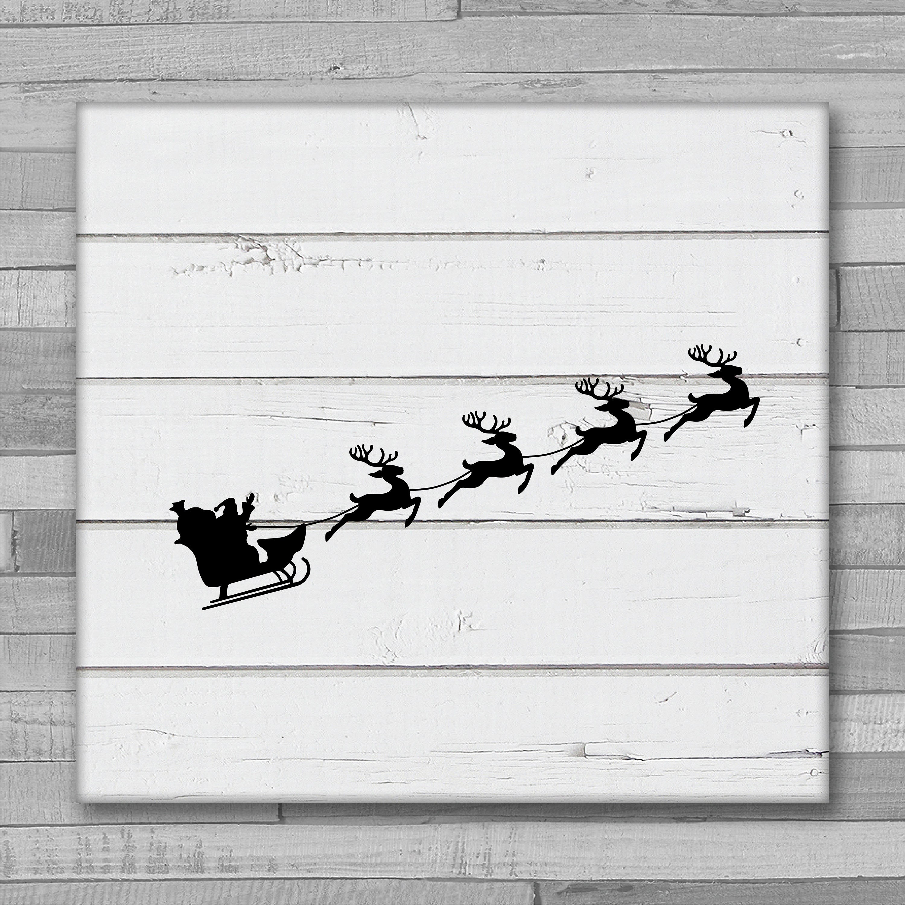 Santa Reindeer Sleigh Silhouette SVG | Christmas Sleigh Silhouette SVG ...