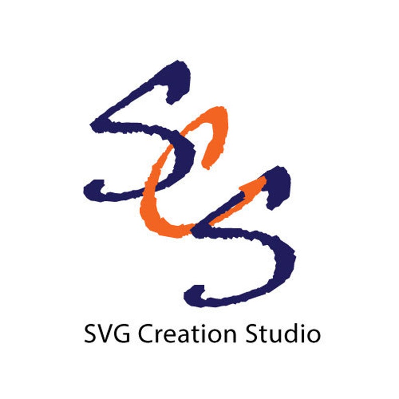 May include: A logo for SVG Creation Studio, featuring the letters "SCS" in a stylized, handwritten font. The "S" is in navy blue, and the "C" is in orange.