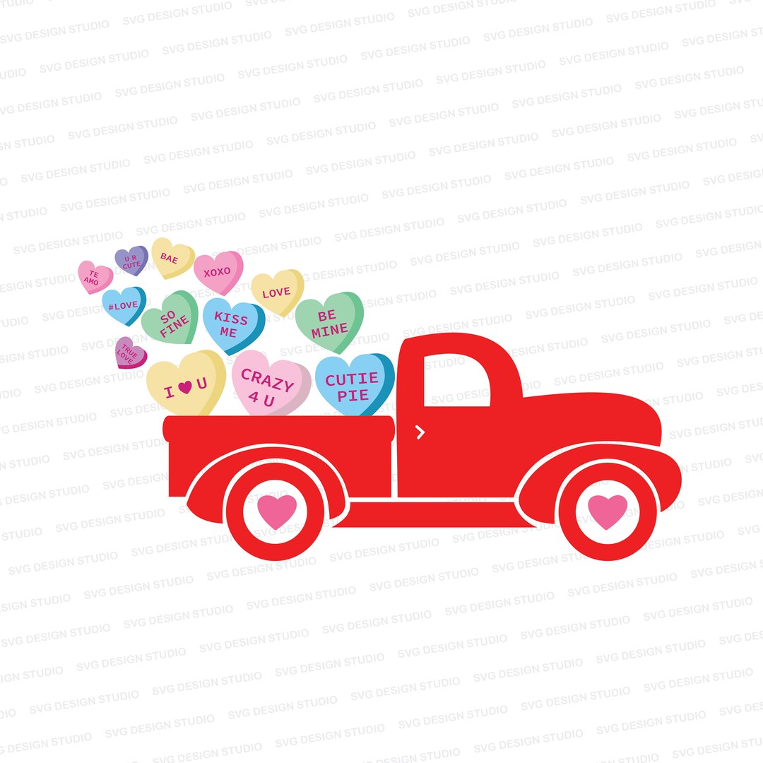 Valentine Candy Hearts Truck SVG | Valentine Candy Hearts SVG ...