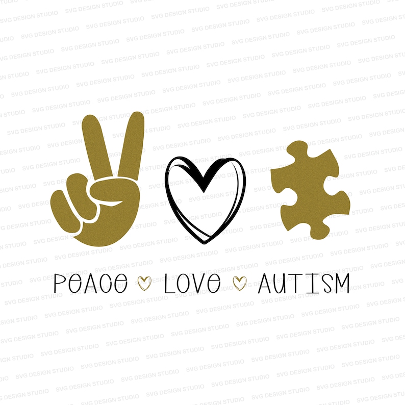 Download Peace Love Autism SVG / Autism Love Design / Autism and | Etsy