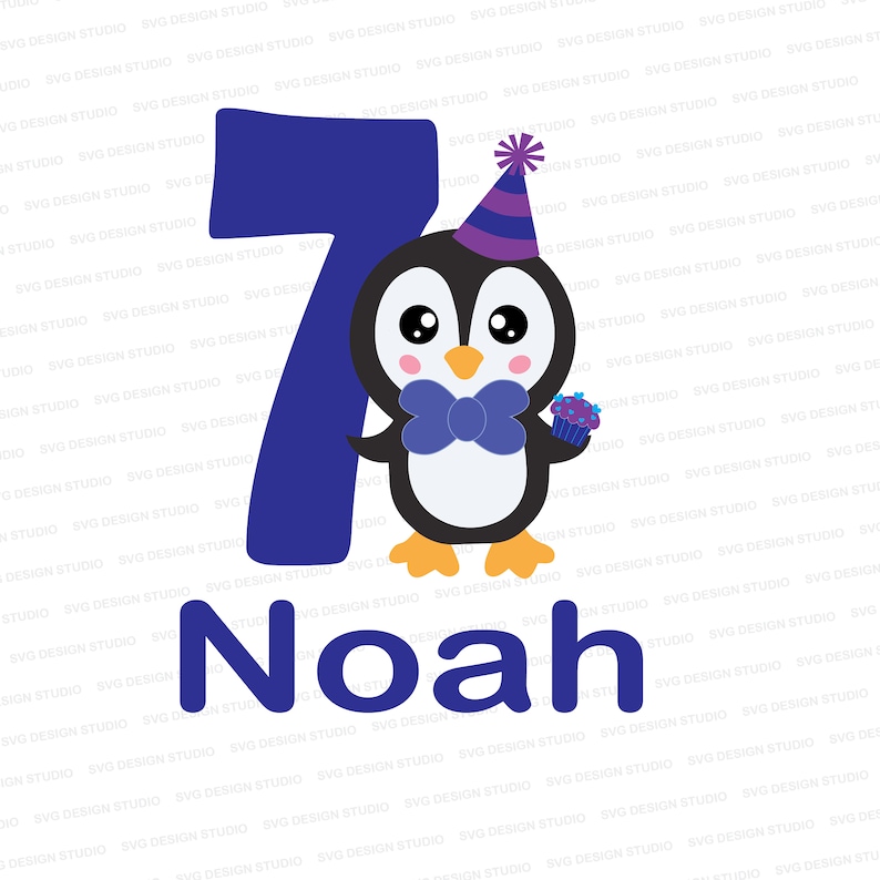 Download Seven Year Old Birthday Boy Svg Penguin 7th Birthday for ...