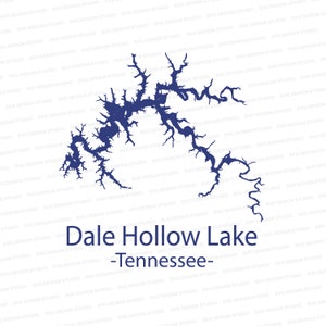 Dale Hollow Lake silhouet SVG | Tennessee Lake Design Cutter-bestand | Svg-bestanden voor Cricut | Silhouetbestanden