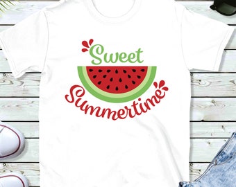 Sweet Summertime SVG / Summer Watermelon File / Sweet Watermelon DXF / Onesie Svg / Svg Files voor Cricut / Silhouette Files