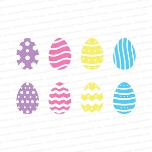 Easter Eggs SVG, Eight Easter Eggs, Vectored Easter Eggs, Easter Bunny Eggs SVG, Cricut File, Silhouette Easter