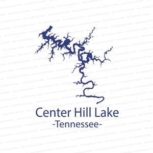 Center Hill Lake silhouet SVG | Tennessee Lake Design Cutter-bestand | Svg-bestanden voor Cricut | Silhouetbestanden