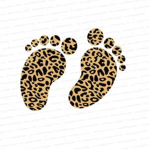 Leopard Print BabyFüße SVG, Baby Shower SVG, Vectored Baby Feet, Cut file Cricut, Silhouette