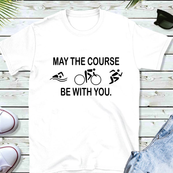 May The Course Be With You SVG | Triathlon svg | Bicycle silhouette svg | Running svg | Vinyl cut files | Cricut Silhouette Cutter File