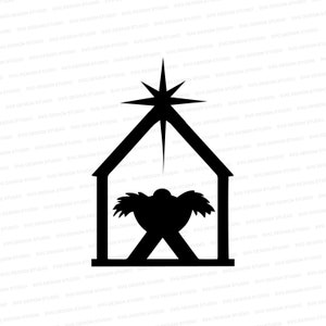 Manger SVG | Christmas Manger Silhouette SVG | Stable and Manger Cut File | Christmas Cut File Cricut | Silhouette