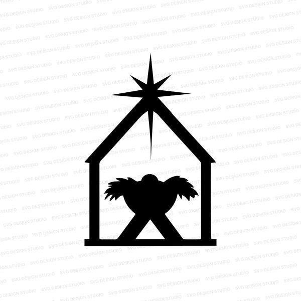 Manger SVG | Christmas Manger Silhouette SVG | Stable and Manger Cut File | Christmas Cut File Cricut | Silhouette