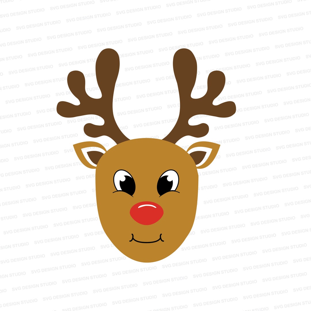 Boy Reindeer Face SVG | Christmas Reindeer Face SVG | Rudolph Cut File ...