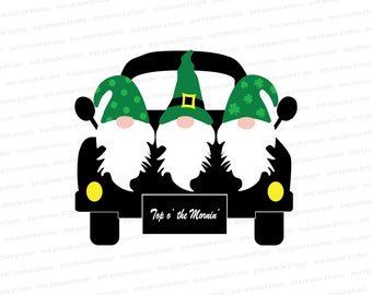 St. Patrick's Day Gnomes in Car SVG | Cricut, Silhouette Files (Digital Download)