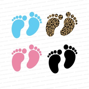 Vier Baby Füße Designs SVG, Baby-Dusche-Svg, Vektor-Baby-Füße, süße Baby Svg, Body SVG, geschnitten E-Datei Cricut, Silhouette
