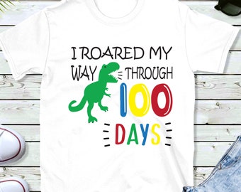 SVG T-Rex para 100 Dias de Aula | Design para Camiseta Escolar (Download Digital)