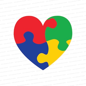Autisme Hart SVG / Autisme Puzzel Hart Ontwerp / Autisme SVG / Autisme Puzzelstukje Svg / Autisme Clipart / Svg Files voor Cricut / Silhouet