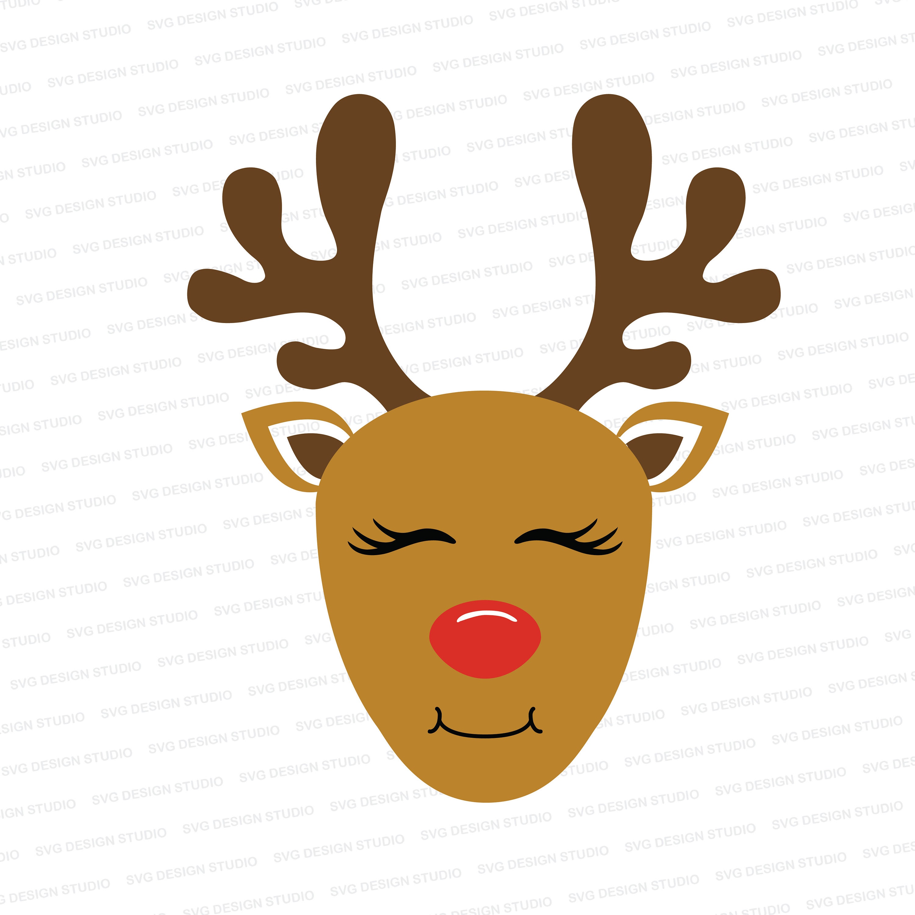 Reindeer Face SVG | Christmas Reindeer Face SVG | Rudolph Cut File ...