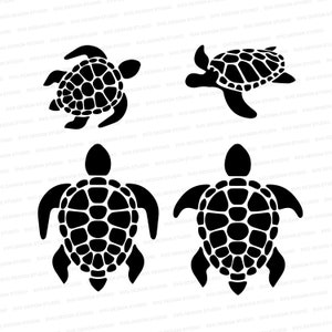Diseños vectorizados de tortugas marinas / 4 diseños de tortugas marinas / Usar juntos o individualmente DXF EPS / Silhouette / Cricut / Cut Files