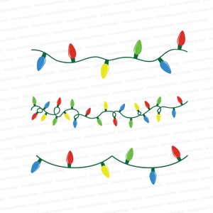 クリスマス ライト ストリング SVG | クリスマス ライト ストリング SVG | ベクター クリスマス ライト カット ファイル | カット ファイル Cricut | シルエット