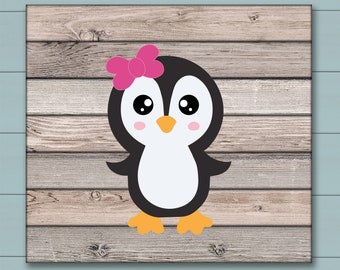 Girl Penguin Svg, Vectored Penguin Girl, Girl Penguin Svg files for Cricut Silhouette